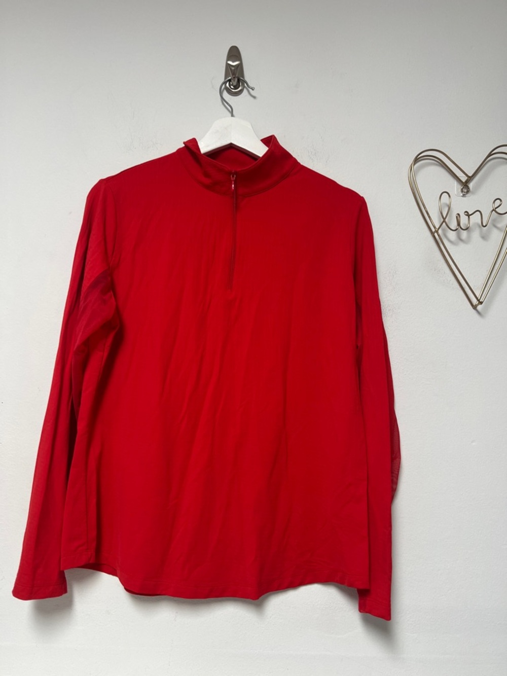 IBkULUPF 50+ Women's Long-Sleeve Quarter-Zip Top in Red size Large